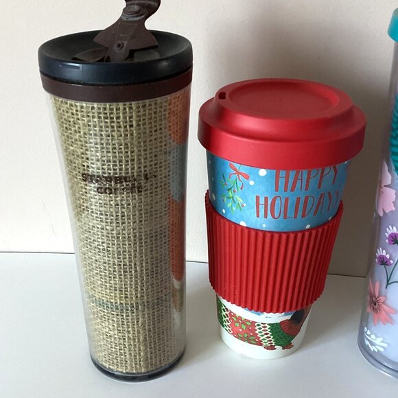 4 Starbucks Travel On-The-Go Mugs Water Tumblers Coffee Tea Hot Cold Drinks - Picture 2 of 9